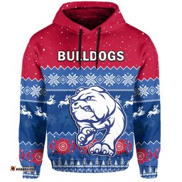 custom personalised western bulldogs football hoodie dogs indigenous merry christmas