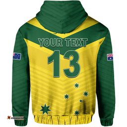 custom text and number australia cricket hoodie go aussie champions