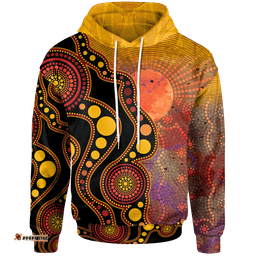 australia aboriginal inspired hoodie australia indigenous flag circle dot painting art golden