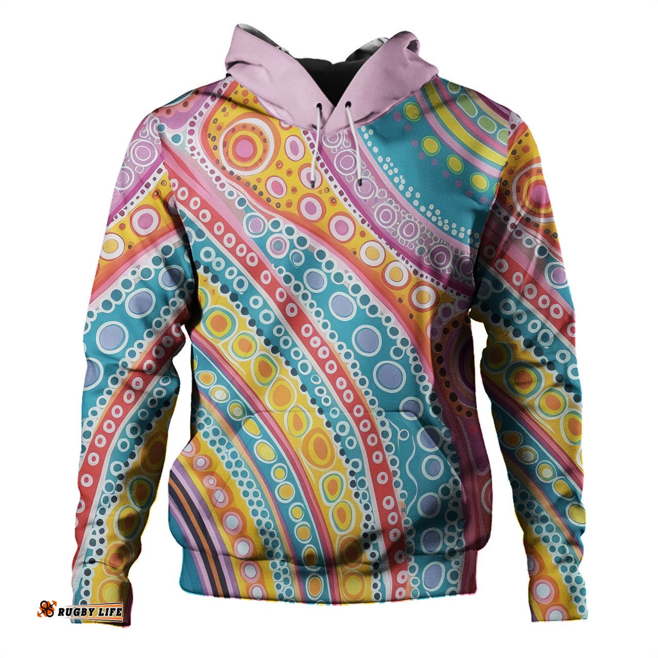 australia aboriginal hoodie - australian indigenous aboriginal art vivid pastel colours ver 2 hoodie