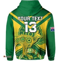custom text and number australia soccer hoodie champions aboriginal kangaroos world cup football socceroos