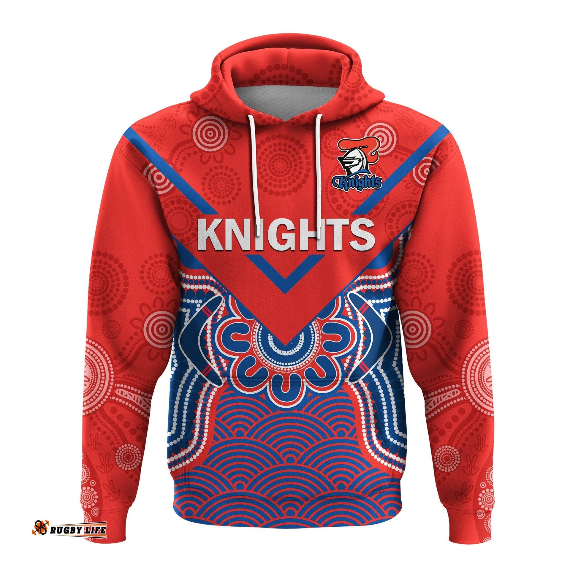 custom text and number knights rugby hoodie novocastrians 1987 aboriginal art