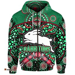 custom personalised south sydney indigenous rabbitohs dot art style zip up and pullover hoodie