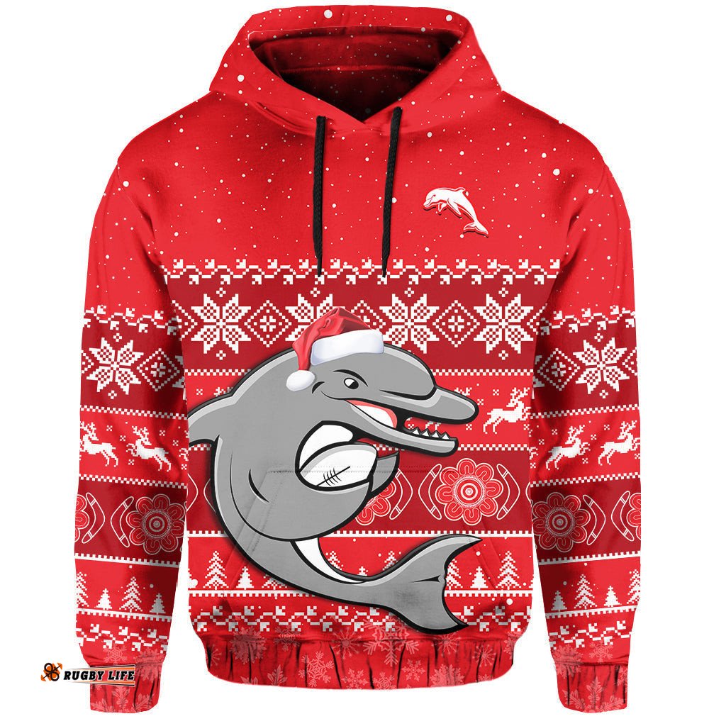 dolphins rugby hoodie indigenous merry christmas