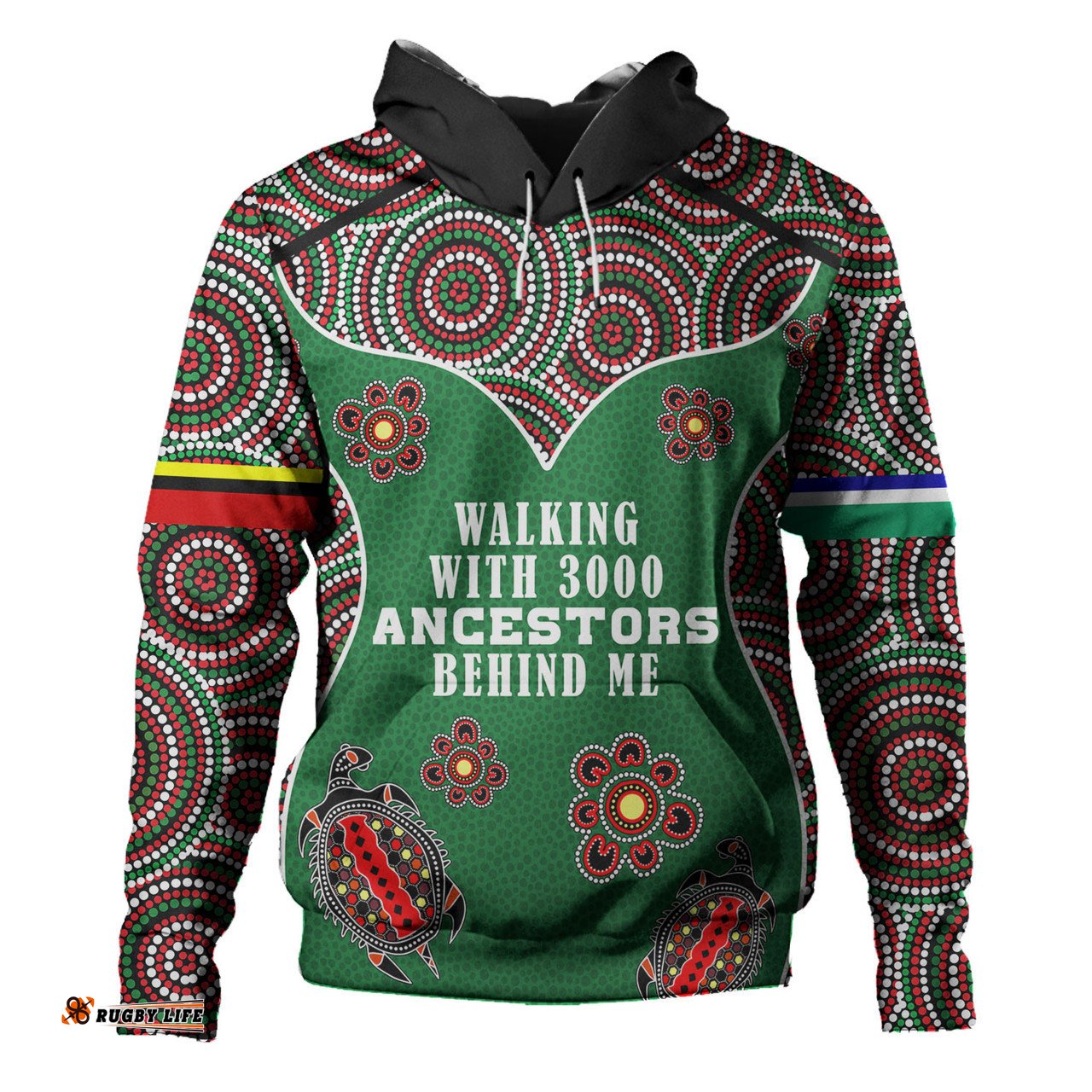 australia aboriginal hoodie - walking with 3000 ancestors behind me green patterns hoodie