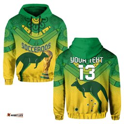 custom text and number australia soccer hoodie world cup socceroos we are champions
