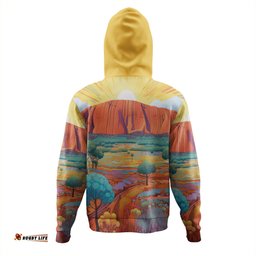 urulu travelling hoodie - urulu mountain oil painting art hoodie