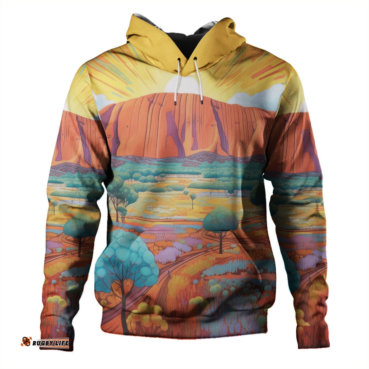 urulu travelling hoodie - urulu mountain oil painting art hoodie