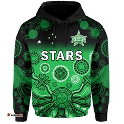 custom text and number stars cricket hoodie melbourne team green gradient aboriginal art