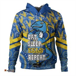 parramatta eels sport hoodie - tropical patterns and dot painting eat sleep rugby repeat