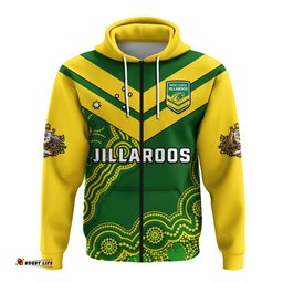 custom text and number australia rugby hoodie jillaroos champions indigenous green style