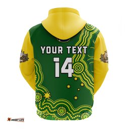 custom text and number australia rugby hoodie jillaroos champions indigenous green style