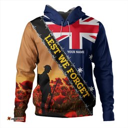 australia hoodie custom anzac day let we forget barbed wire