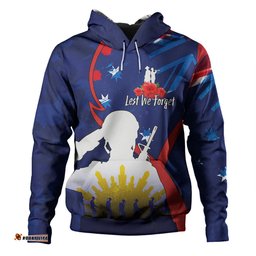 australia anzac day custom hoodie - lest we forget with blue camouflage pattern hoodie