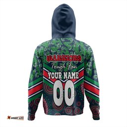 new zealand warriors sport hoodie - tropical patterns and dot painting eat sleep rugby repeat