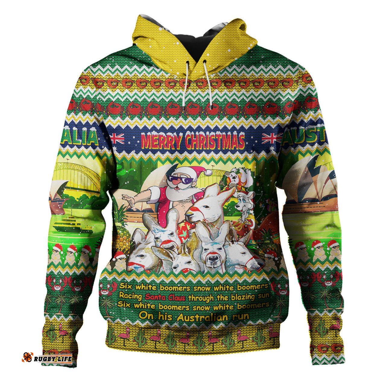australia christmas custom hoodie - six white boomers hoodie