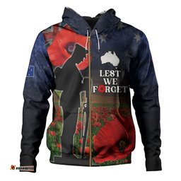 australia hoodie - custom anzac day lest we forget red poppies