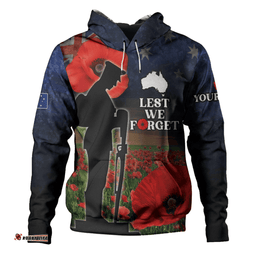 australia hoodie - custom anzac day lest we forget red poppies