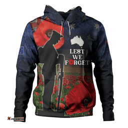 australia hoodie - custom anzac day lest we forget red poppies