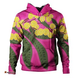 australia flowers aboriginal hoodie - australian yellow wattle flowers painting in aboriginal dot art style hoodie