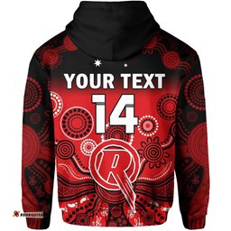 custom text and number renegades cricket hoodie melbourne gradient aboriginal art