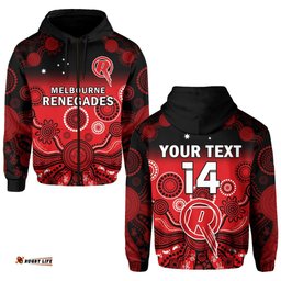 custom text and number renegades cricket hoodie melbourne gradient aboriginal art