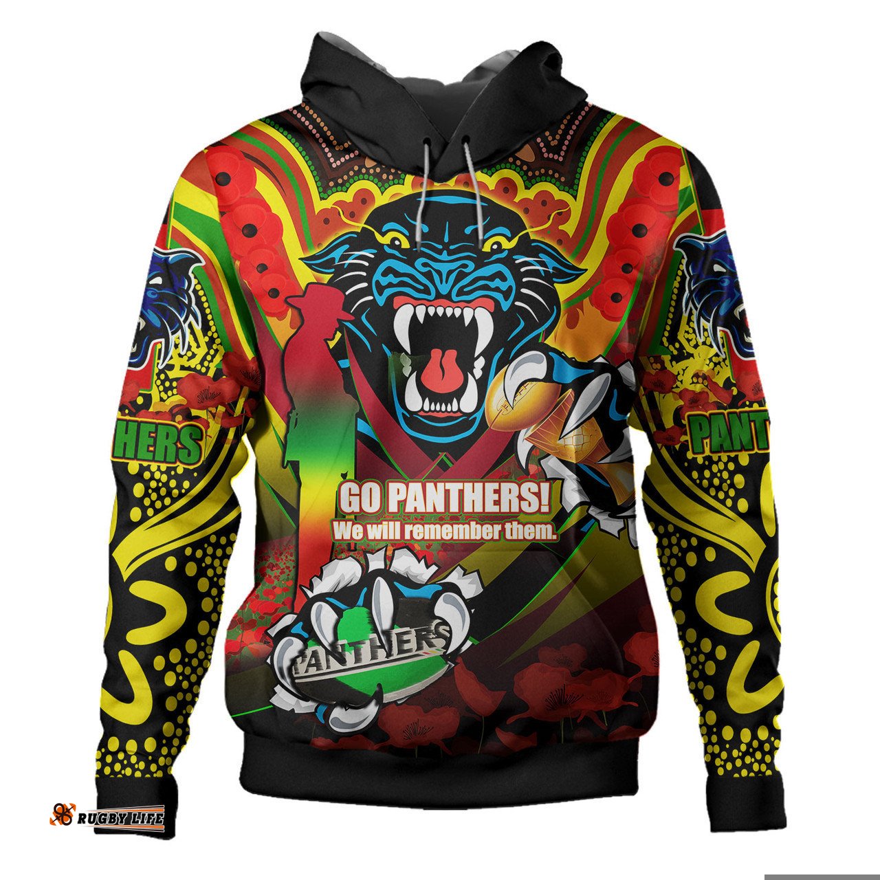 penrith panthers premierships remembrance day custom hoodie - go penrith panthers lest we forget poppy hoodie