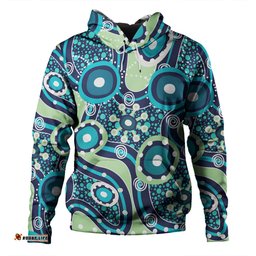 australia aboriginal hoodie - blue aboriginal dot art inspired hoodie
