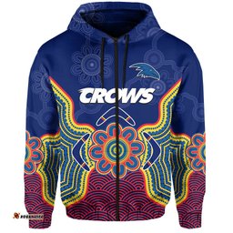 custom text and number adelaide football hoodie crows aboriginal art