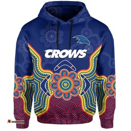 custom text and number adelaide football hoodie crows aboriginal art