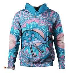 australia emu aboriginal custom hoodie - blue indigenous dreamtime emu hoodie