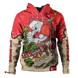 redcliffe dolphins christmas custom hoodie - let's get lit chrisse pressie hoodie