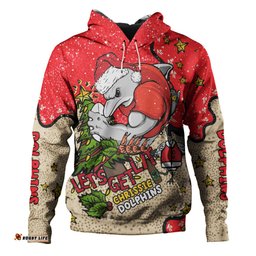 redcliffe dolphins christmas custom hoodie - let's get lit chrisse pressie hoodie