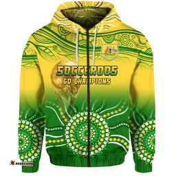 custom personalised australia soccer socceroos go champions zip up and pullover hoodie