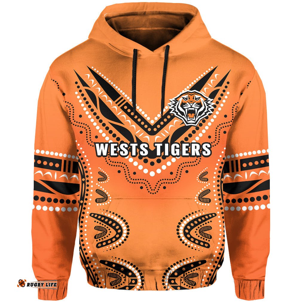 custom text and number wests tigers hoodie indigenous original style