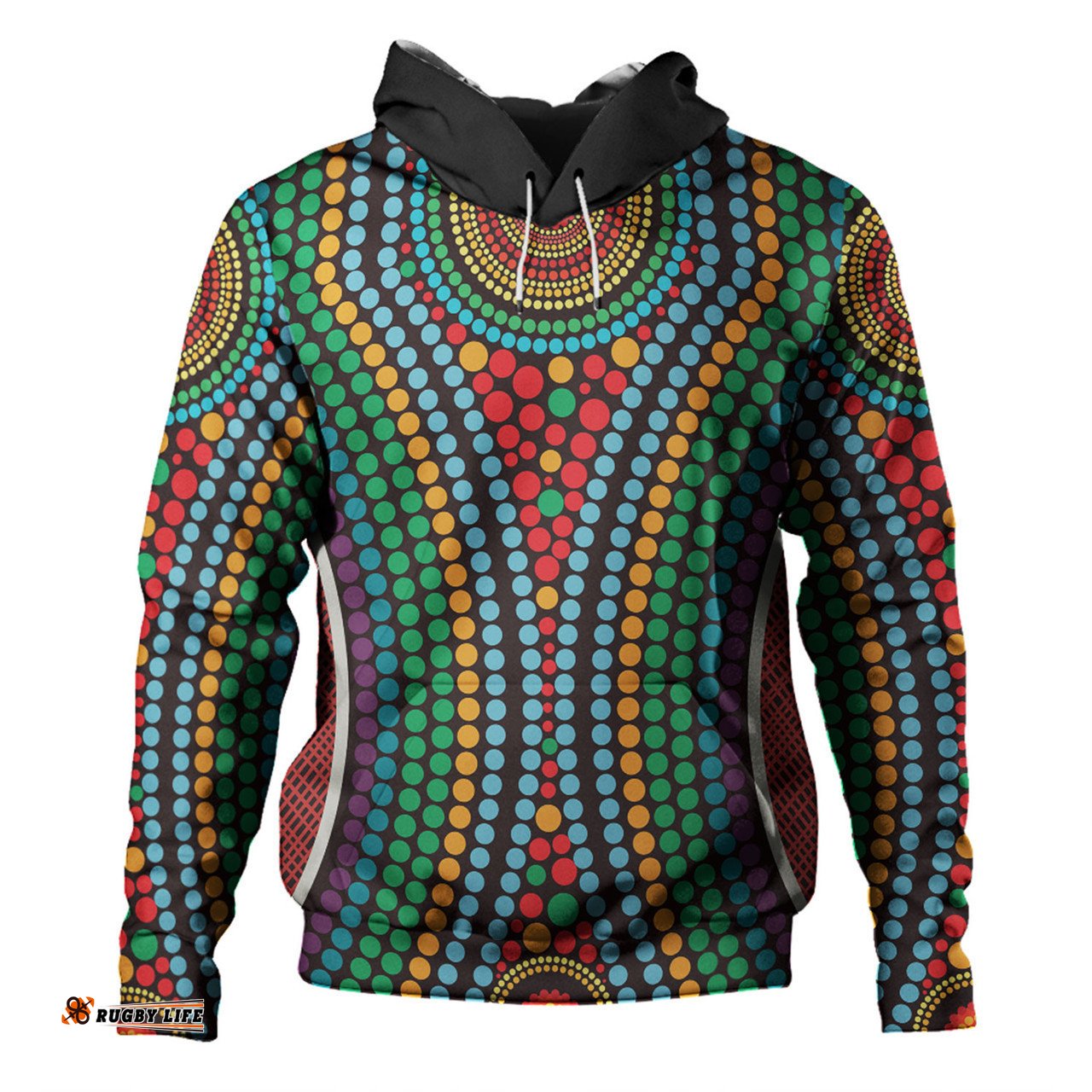 australia dot painting inspired aboriginal hoodie - dot color in the aboriginal style hoodie