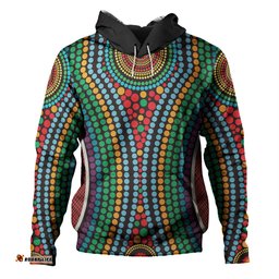 australia dot painting inspired aboriginal hoodie - dot color in the aboriginal style hoodie
