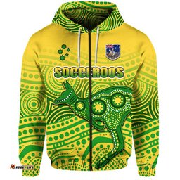 custom personalised australia aboriginal soccer zip up and pullover hoodie kangaroo socceroos art style