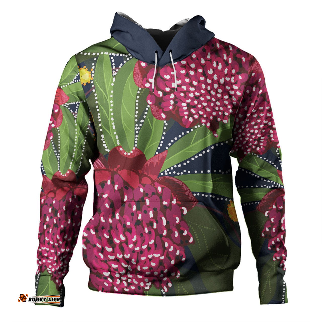 australia flowers aboriginal hoodie - australian waratah flower art hoodie
