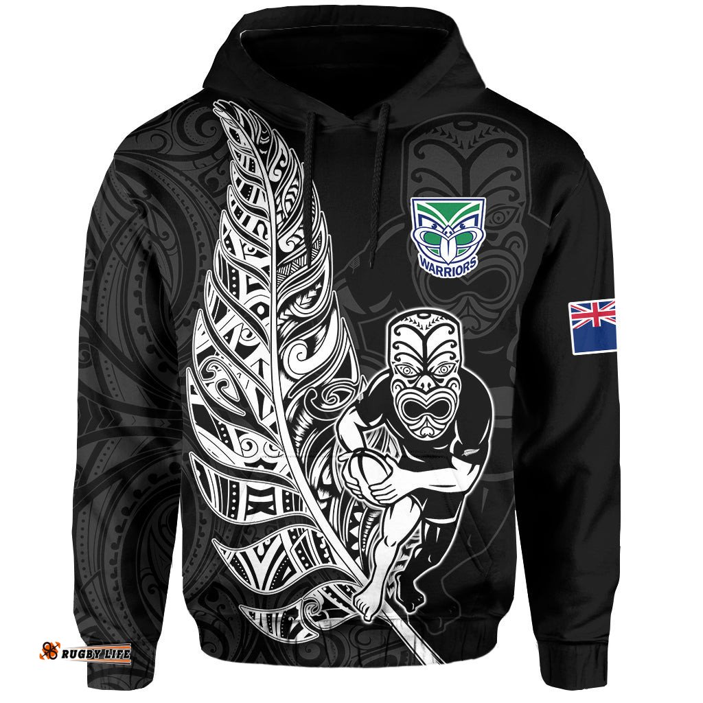new zealand tiki rugby hoodie nz warriors fern maori style
