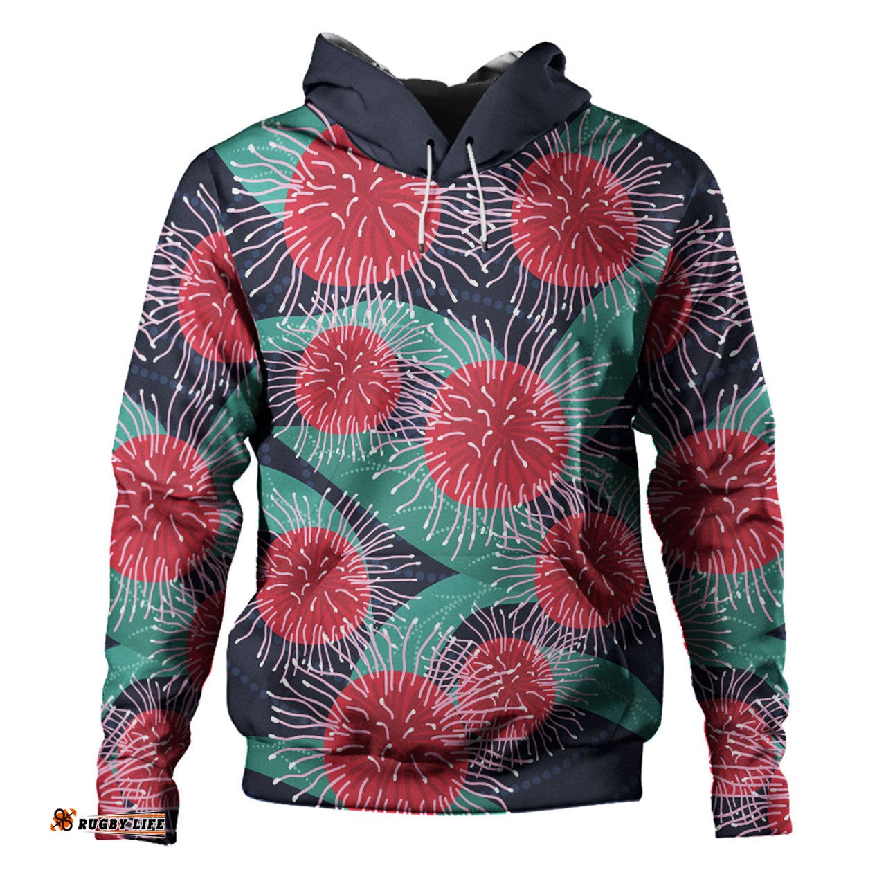 australia aboriginal hoodie - australian hakea flower artwork hoodie