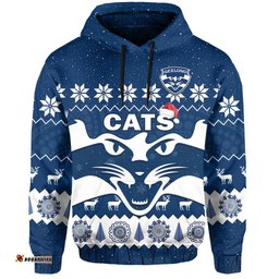 cats football christmas hoodie geelong aboriginal painting