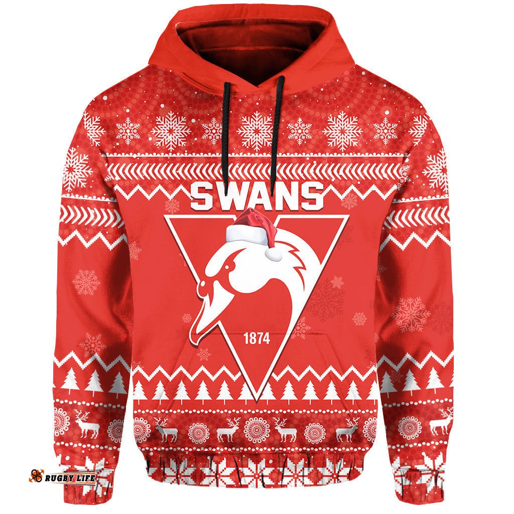 custom personalised swans football christmas hoodie sydney indigenous merry xmas