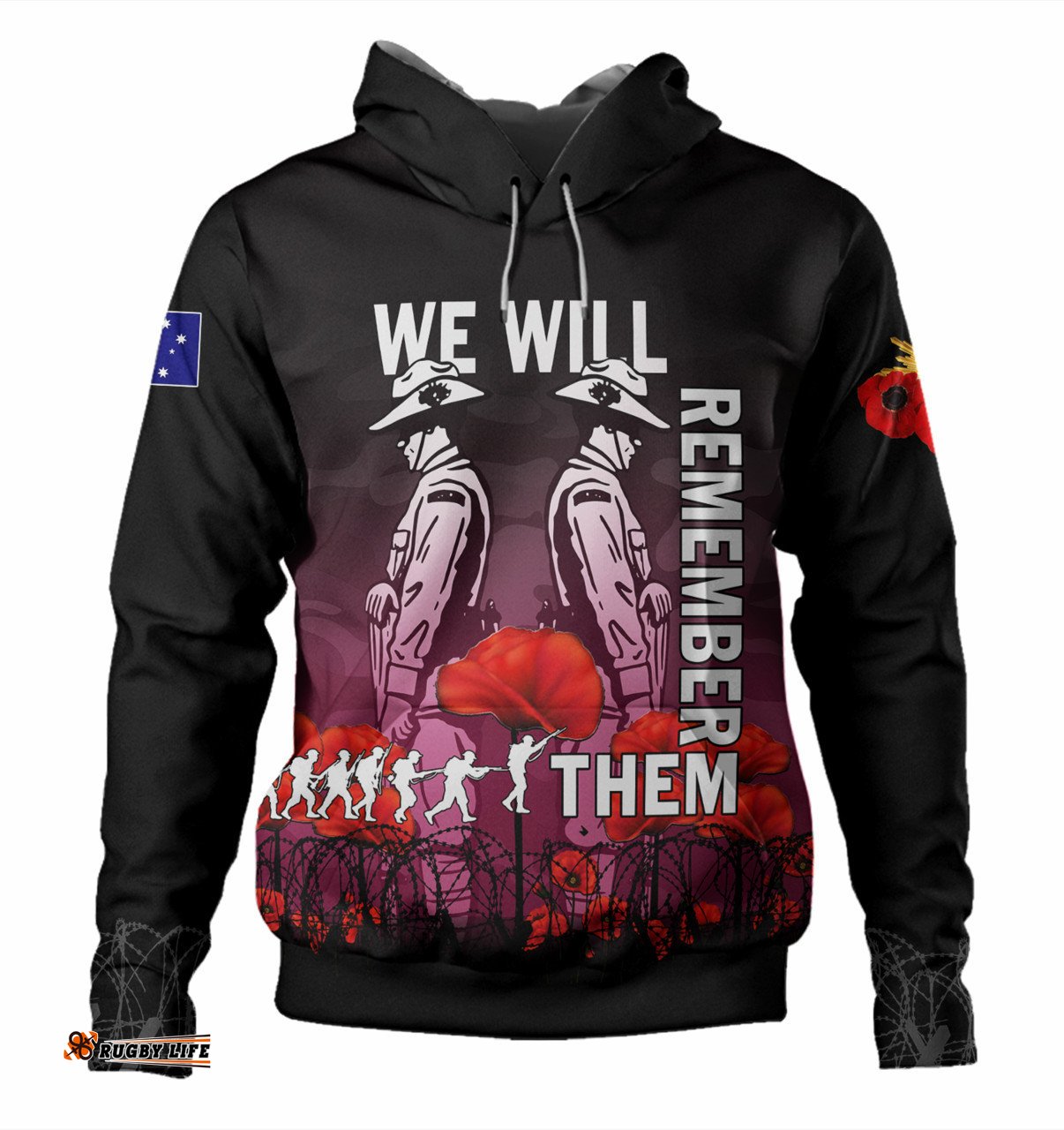australia anzac day hoodie - anzac day soldier we will remember them hoodie pink