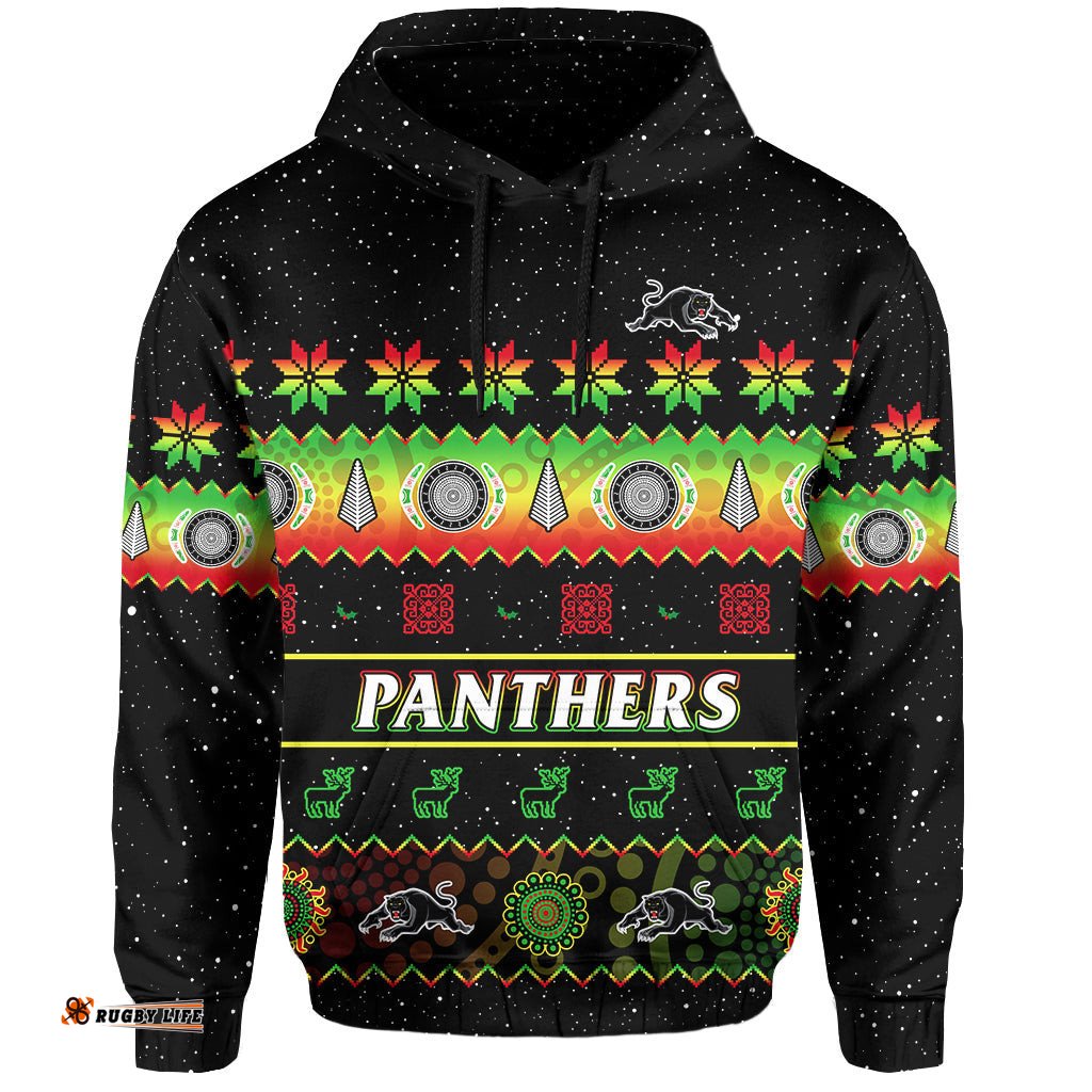 penrith panthers christmas hoodie the riff aboriginal art merry xmas