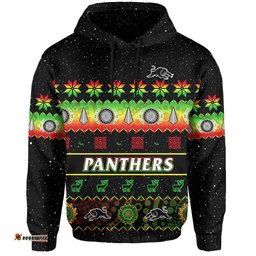 penrith panthers christmas hoodie the riff aboriginal art merry xmas