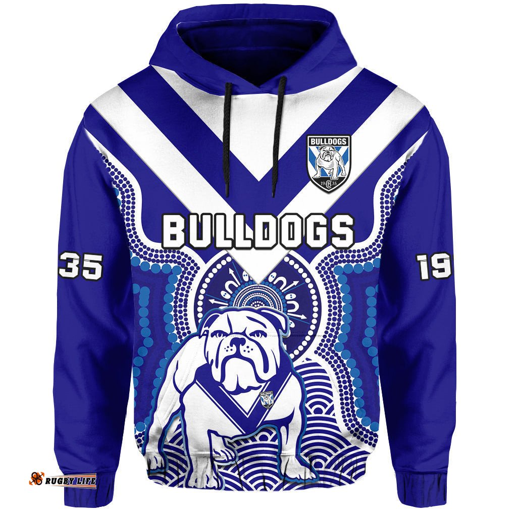 bulldogs rugby hoodie canterbury bankstown 1935 indigenous artsy