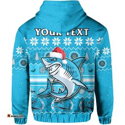 custom personalised sharks christmas hoodie cronulla sutherland aboriginal art merry xmas