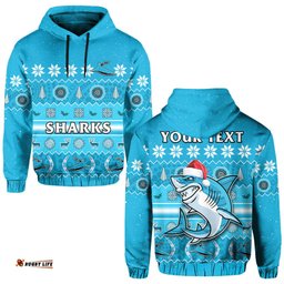 custom personalised sharks christmas hoodie cronulla sutherland aboriginal art merry xmas