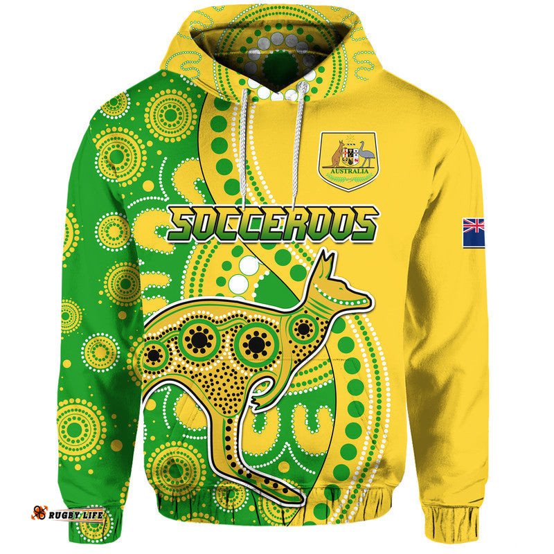 custom personalised australia kangaroo soccer world cup zip up and pullover hoodie socceroos aboriginal